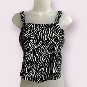 Just Polly Zebra Printed Top - Fitted Sleeveless Statement Style, Size L